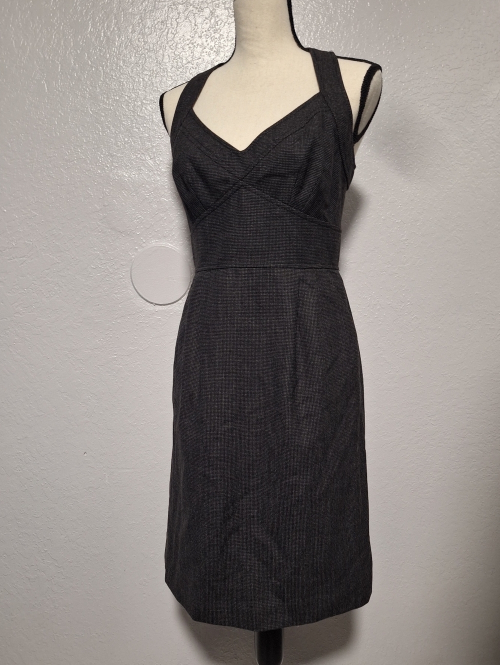 Rebecca Taylor Charcoal Gray Open Back Cutout Midi Dress 8